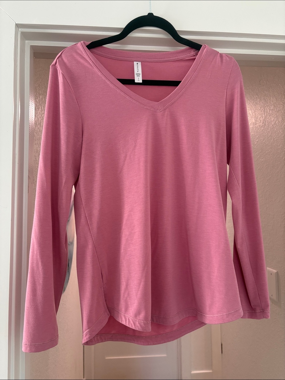 Athleta Pink V-Neck Long Sleeve Top